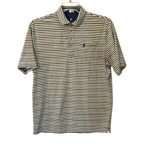 Johnnie-O Hangin' Out Bale Striped Polo Shirt Medium Lucky Golf‎ Preppy Collar